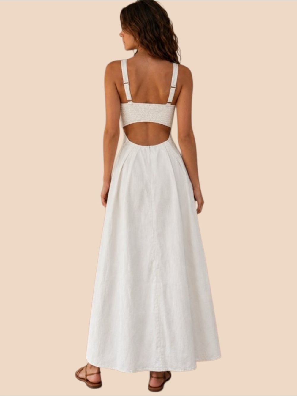 Minimalist Denim Tie‑Front Cutout Maxi Dress- - Picture 2 of 3